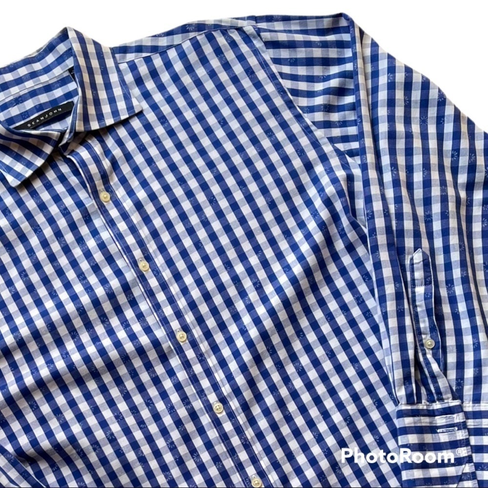 Sean John checked design regular fit button down shirt
